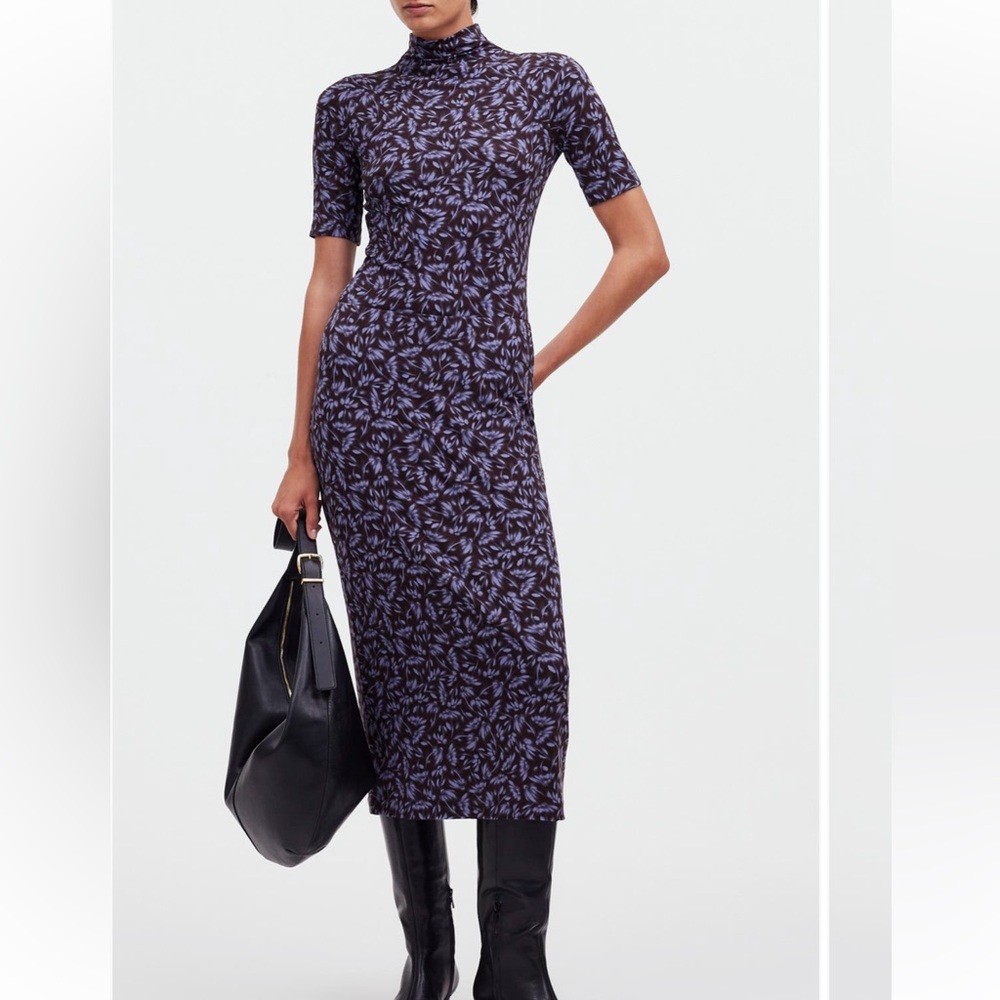 Madewell Drapey Pull-on Midi Skirt in Floral in Dark Carob Size Small NWT